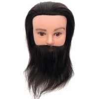 Мужская учебная голова манекен Андрей 20-30 см. Темный шатен 100% натуральные волосы Human hair 230C. Без штатива
