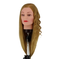 Учебная голова манекен для причесок Dewal M-4151XL-408 Мариэтта макси 50-60 см. Блондинка 100% натуральные волосы Human hair 230C. Без штатива