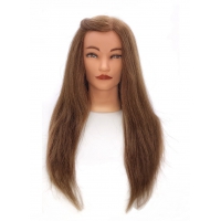 Учебная голова манекен для причесок Эстель 50-60 см. Шатенка 100% натуральные волосы 200С. Без штатива
