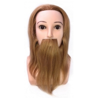 Манекен голова мужская IVAN 15-17 см шатен 7.3. Конкурсная с плечами 100% человеческий волос, усы и борода