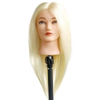 Учебная голова манекен для причесок Барбара 50-60 см без штатива. Блондинка 100% натуральные волосы 180С. Без штатива