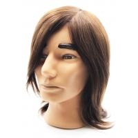 Мужская учебная голова манекен Маугли 25-30 см Светлый шатен 100% натуральные волосы Human hair 230C без усов и бороды, D головы 55 см. Без штатива