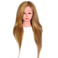 Учебная голова манекен Джулия 55-60 см. Медовая блондинка 60% европейские 40% индийские натуральные волосы Human hair 230C. Без штатива