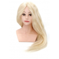 Учебная голова манекен для причесок с плечами Катрин 60-65 см. Блондинка 80% натуральные волосы 200С. Без штатива