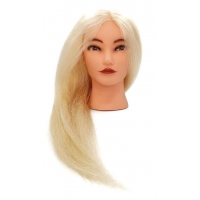 Учебная голова манекен для причесок Полина 50-55 см. Блондинка 100% натуральные 180C. Без штатива