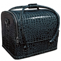 Сумка-чемодан темно-синяя блестящая Crocodile MAX. Размер 32х28х25 см, вес 2900 г. арт.19079 Planet Nails