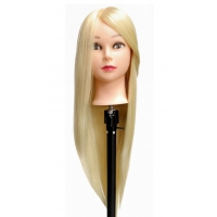 Учебная голова манекен Мадлен 60 см блондинка с настольным ШТАТИВОМ. Высококачественные протеиновые волосы