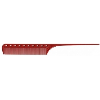 Расческа YS-111 Red 220 мм Красная. Тонкий пластиковый хвост, частые зубцы, YS111 0571-111-08 Y.S. PARK (Япония)