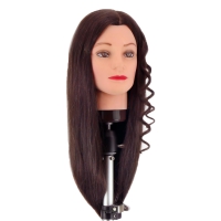 Учебная голова манекен для причесок Dewal M-4151L-408 Жоржетта макси 50-60 см. Шатенка 100% натуральные волосы Human hair 230C. Без штатива
