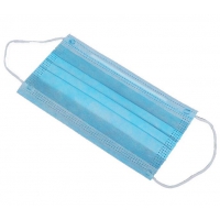 Маска защитная одноразовая трехслойная премиум голубая на резинках, упаковка 10 штук (Китай)