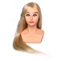 Учебная голова манекен для причесок с плечами Симона 60-70 см. Блондинка 80%  Animal Натуральные животные волосы 20% Протеиновые волосы 200C. Без штатива